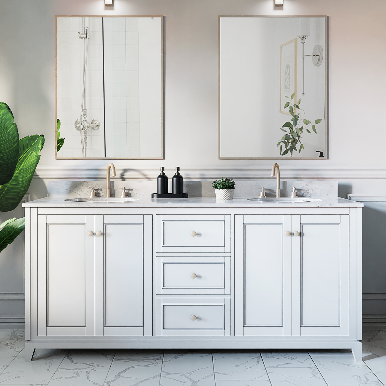 White body vanity, lifestyle scene